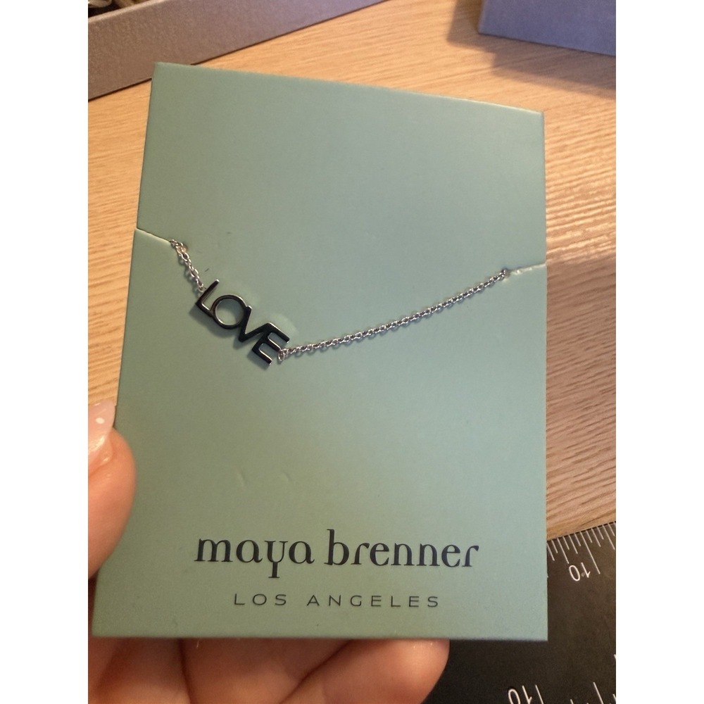 Maya Brenner Silver LOVE Bracelet MB Stamped Dainty Bracelet 7.75"